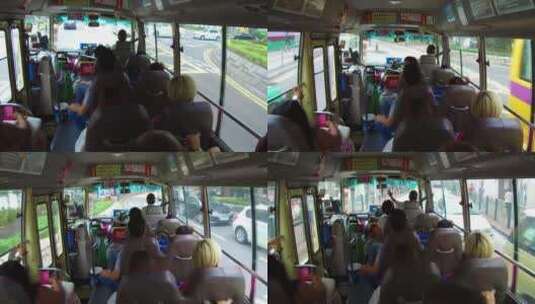 公共汽车内部拍摄高清在线视频素材下载