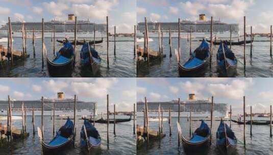 威尼斯海面上的大邮轮高清在线视频素材下载