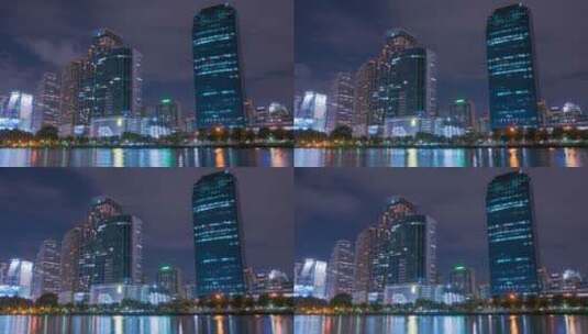 夜晚的城市大厦延时拍摄高清在线视频素材下载