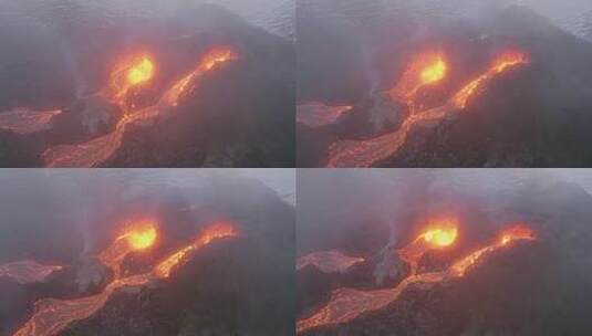 航拍火山口熔岩高清在线视频素材下载