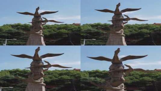 湖南衡阳雁城城市地标大雁雕塑4k视频高清在线视频素材下载