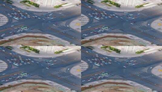 4K航拍城市十字交叉路路口车流高清在线视频素材下载