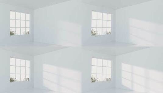 阳光照射进空房间 3D渲染高清在线视频素材下载