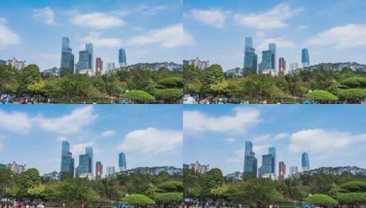 南宁东盟商务区高楼大厦延时摄影高清在线视频素材下载