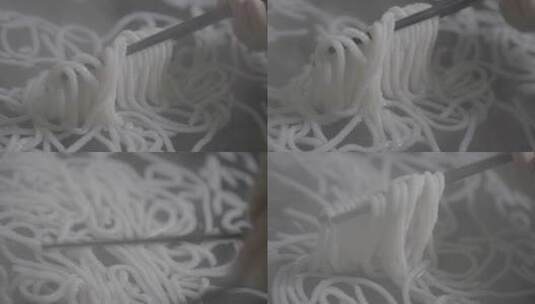 五星级酒店餐厅里的藕线米线制作LOG高清在线视频素材下载
