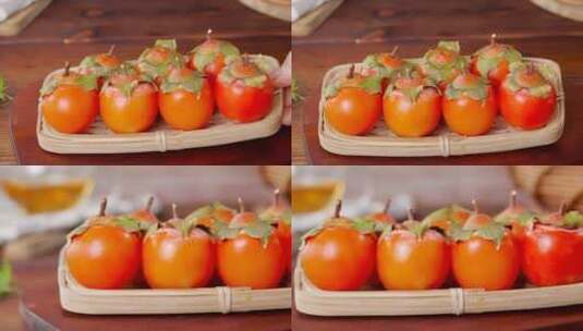 新鲜火晶柿子高清在线视频素材下载