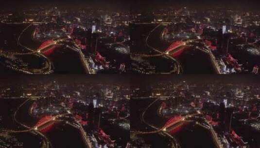 武汉晴川桥夜景硚口区夜景片段2高清在线视频素材下载