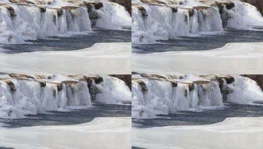 初春河流冰瀑融化常规视频高清在线视频素材下载