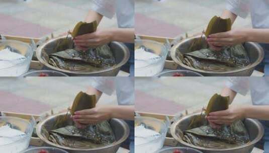 端午节手工包粽子糯米高清在线视频素材下载