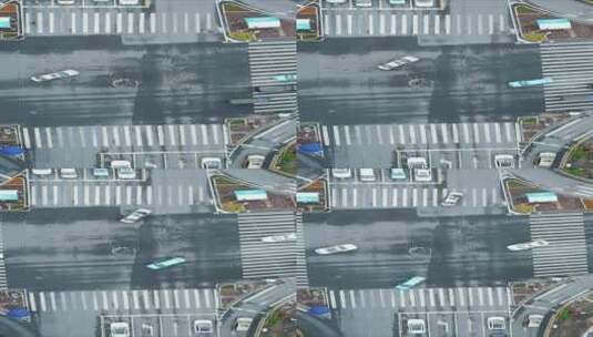 航拍城市十字路口交通车流竖版视频高清在线视频素材下载