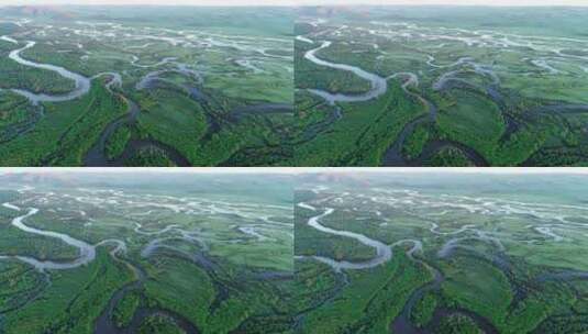 航拍内蒙古根河湿地风光高清在线视频素材下载