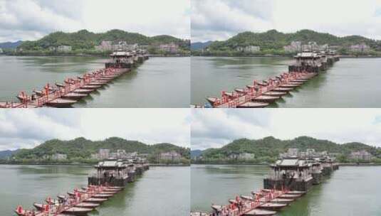 广东潮州广济桥航拍高清在线视频素材下载