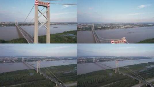 阳逻大桥航拍高清在线视频素材下载