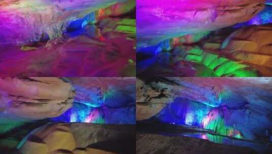 湖南郴州北湖万华岩溶洞彩色石钟乳1高清在线视频素材下载