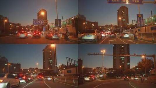 城市夜晚开车第一视角-车流快速穿梭高清在线视频素材下载