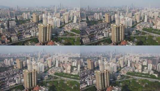 广州市区繁华城市风光航拍高清在线视频素材下载