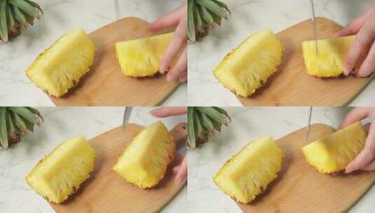 水果菠萝果肉菠萝块高清在线视频素材下载