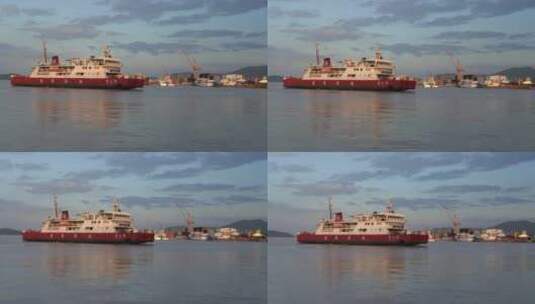 舟山海港码头的轮船运输业高清在线视频素材下载