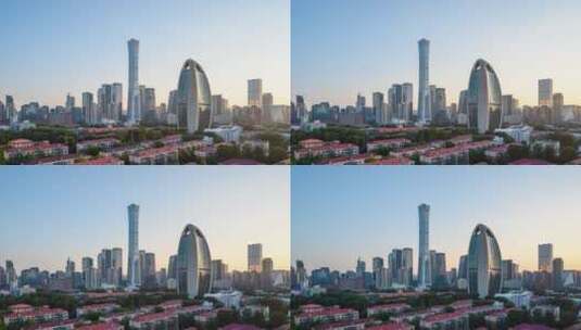 【原创】北京国贸CBD建筑群日转夜延时高清在线视频素材下载
