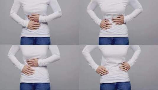 患有胃痛的妇女高清在线视频素材下载