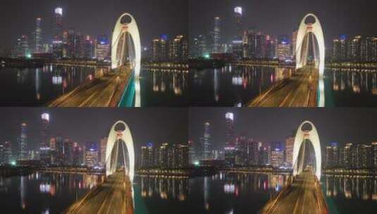 广州疫情下的无人猎德大桥高清在线视频素材下载