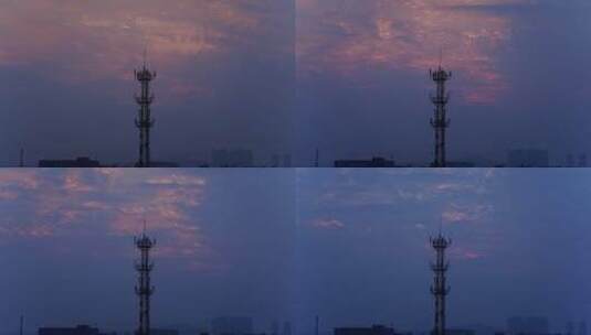 4k郑州自然风光城市风景夕阳延时视频信号塔高清在线视频素材下载