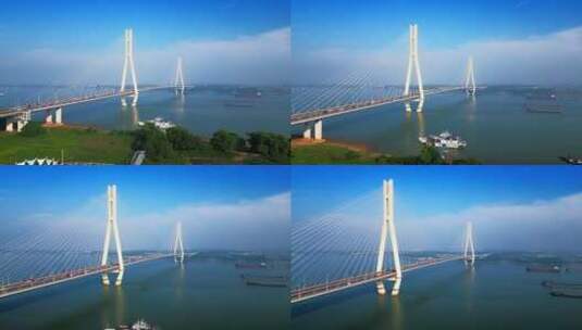 南京八卦洲长江大桥航拍风光高清在线视频素材下载