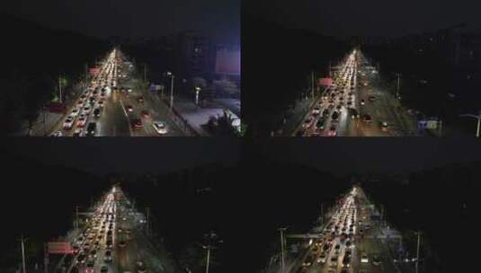 城市夜晚交通动态航拍高清在线视频素材下载