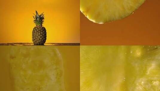 菠萝凤梨果汁 水果饮料广告菠萝切片切块高清在线视频素材下载