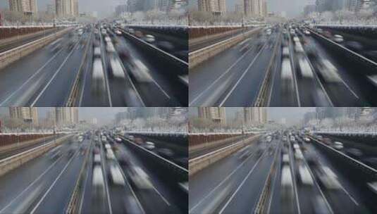 冬天北京来往的车辆高清在线视频素材下载