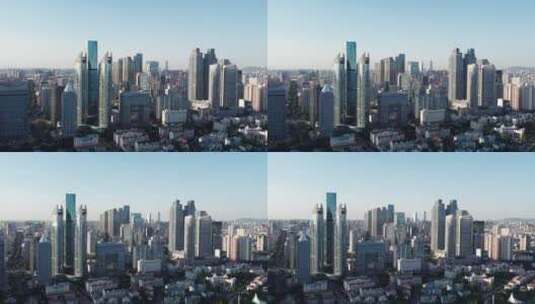 4k 航拍青岛海岸线城市风光全景高清在线视频素材下载