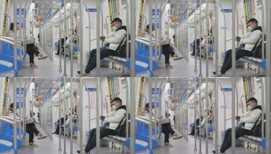 乘客在地铁车厢内使用手机高清在线视频素材下载