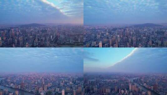 广州城市高楼建筑群与天空云彩航拍全景风光高清在线视频素材下载