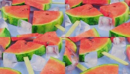 西瓜红色果肉瓜果香甜可口高清在线视频素材下载