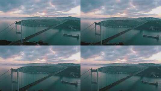 鸟瞰大桥风景高清在线视频素材下载