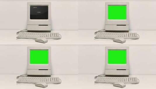 复古PC启动和故障和绿屏高清在线视频素材下载