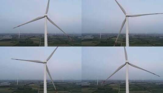 航拍 风力发电机高清在线视频素材下载