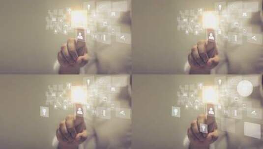 手指点击智能家居虚拟图标高清在线视频素材下载