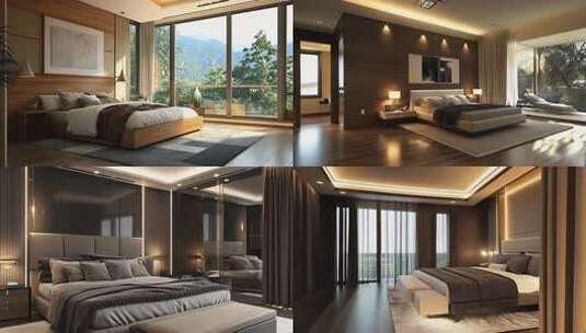 现代风格卧室室内场景高清在线视频素材下载