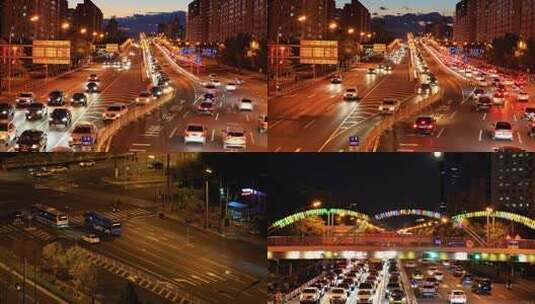 北京夜晚街景延时高清在线视频素材下载