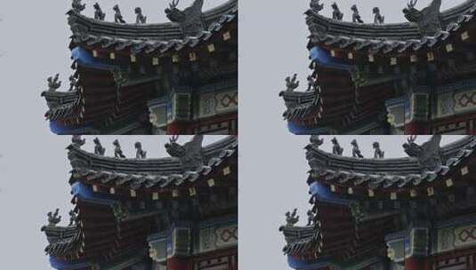 中式建筑屋檐雨滴雨天雨水雨景高清在线视频素材下载