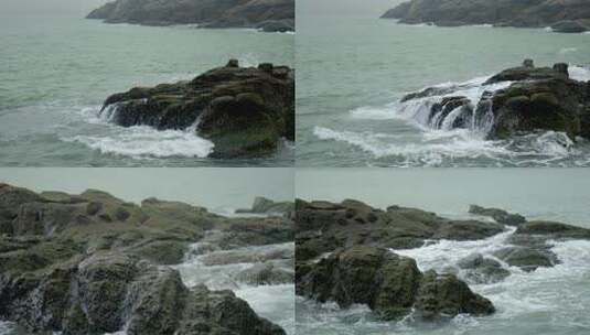 海浪惊涛拍岸浪花飞溅高清在线视频素材下载