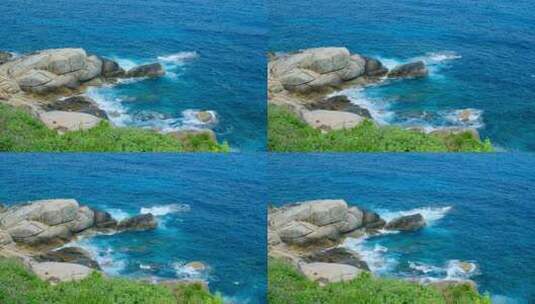 海浪拍打礁石 海浪拍打岩石 海边浪花高清在线视频素材下载