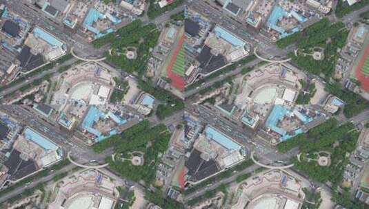 河南郑州城市交通老城区航拍高清在线视频素材下载