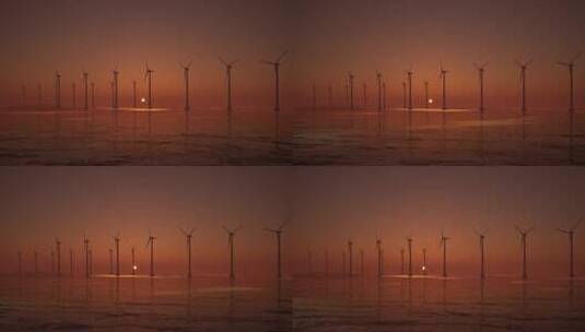 海上的风力发电机高清在线视频素材下载