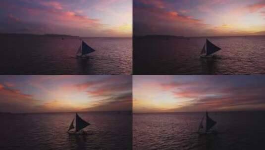 落日中的帆船高清在线视频素材下载