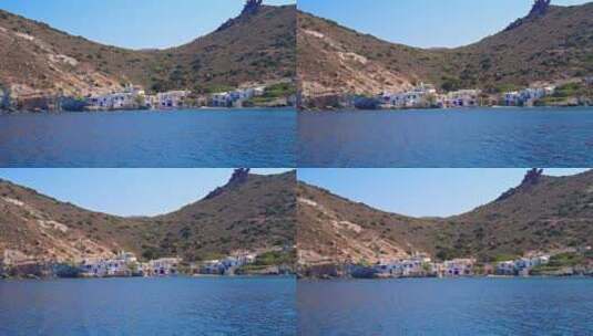 希腊米洛斯爱琴海边缘的传统希腊渔村高清在线视频素材下载
