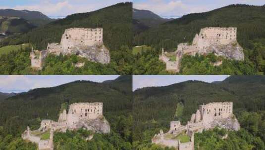 山上城堡的鸟瞰图高清在线视频素材下载