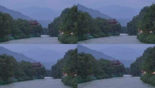 都江堰南桥与岷江山色高清在线视频素材下载