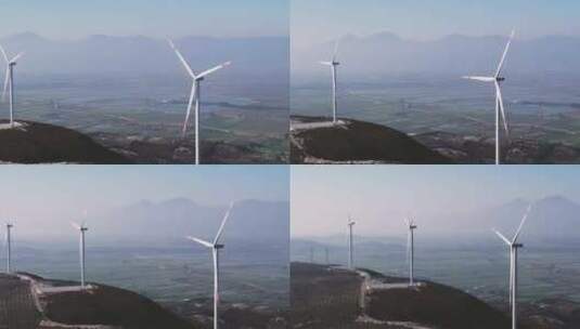 风车山风力发电清洁能源航拍延时高清在线视频素材下载